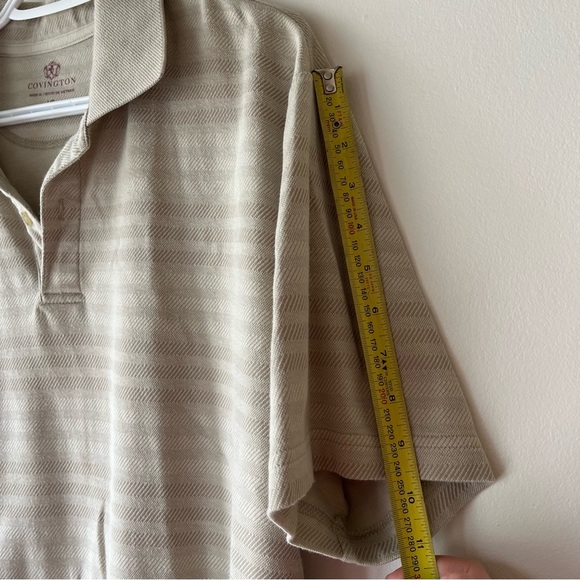 Men's Covington Beige short sleeve collared Polo Shirt neutral size large - Picture 7 of 12